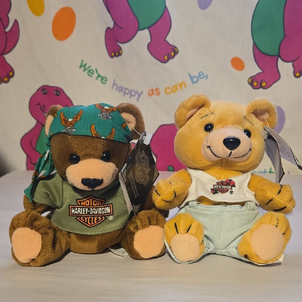 Vintage Harley-Davidson 1998 Biker Teddy Bear Set New With Tags
